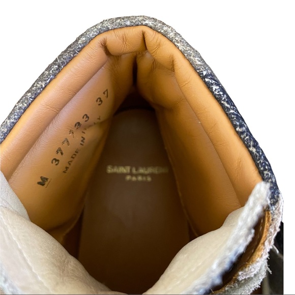 Saint Laurent Camo Suede Fringe-Detail High-Top Sneaker Sz. 7 - Picture 2 of 11